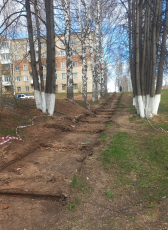 По ул. Лихачева в городе Кудымкаре начался ремонт тротуаров